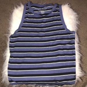 Striped cut off sleeve tank top